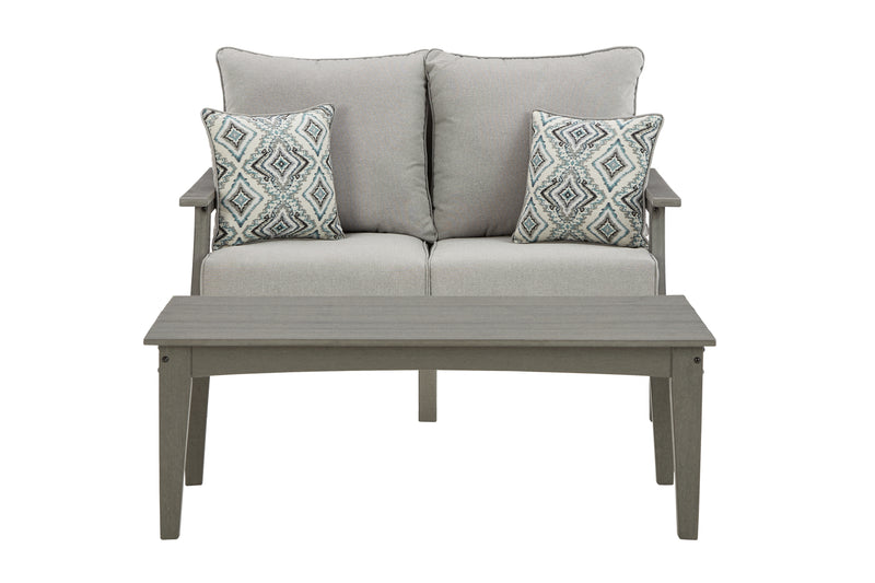 Visola Gray Outdoor Loveseat With Coffee Table