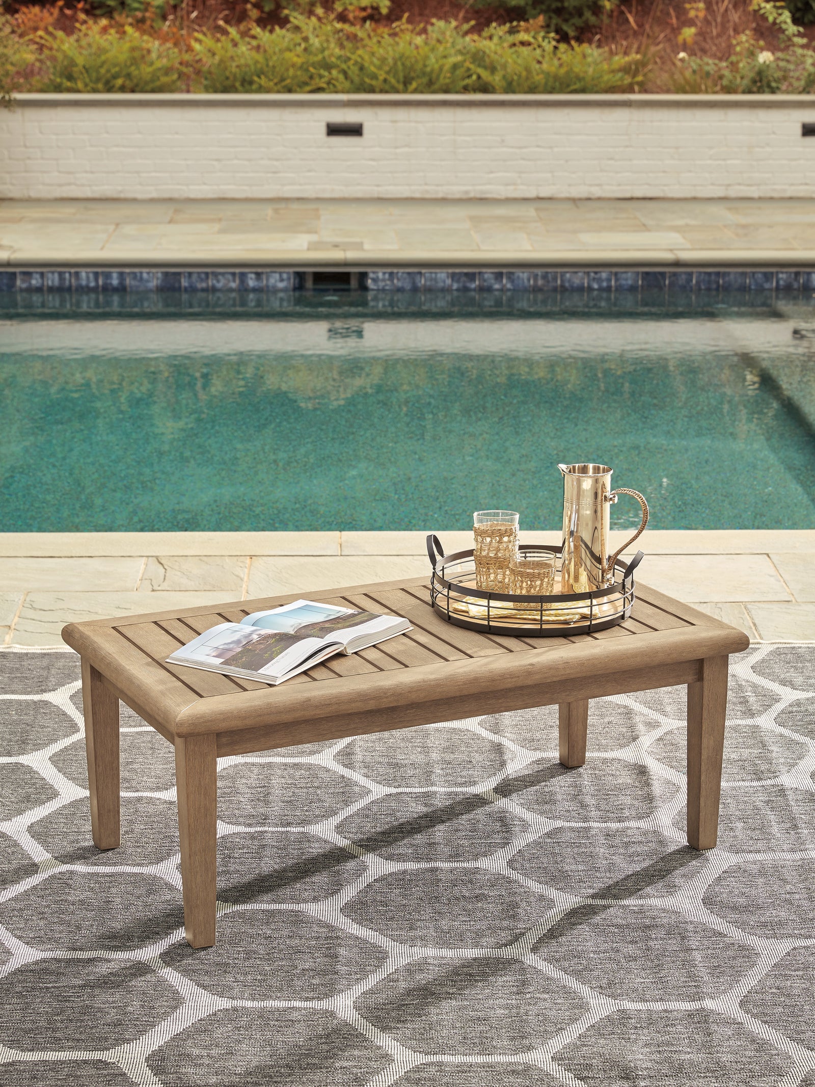 Clare Beige View Outdoor Sofa With Coffee Table