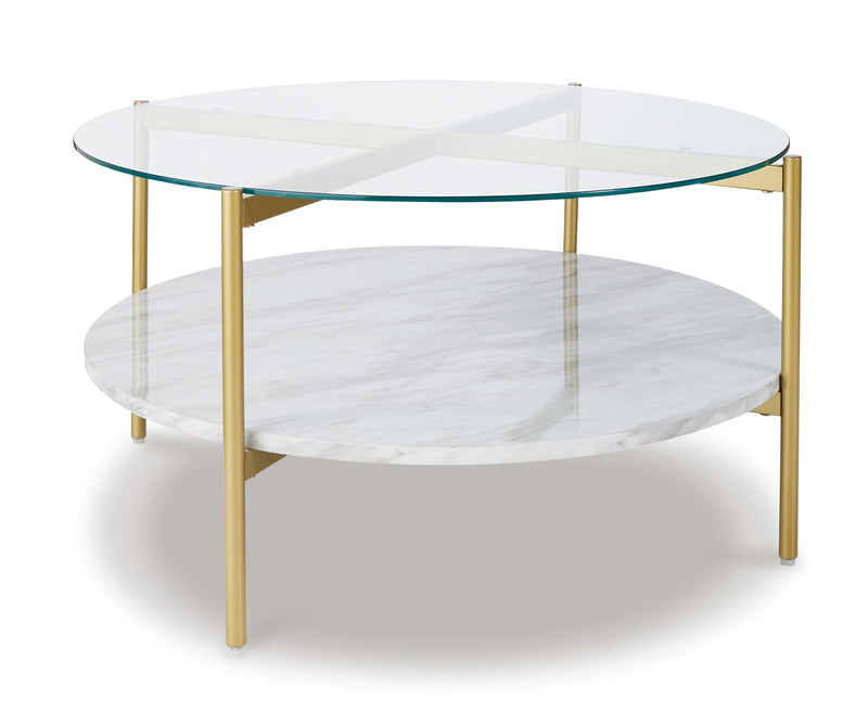 Wynora White/gold Coffee Table With 2 End Tables
