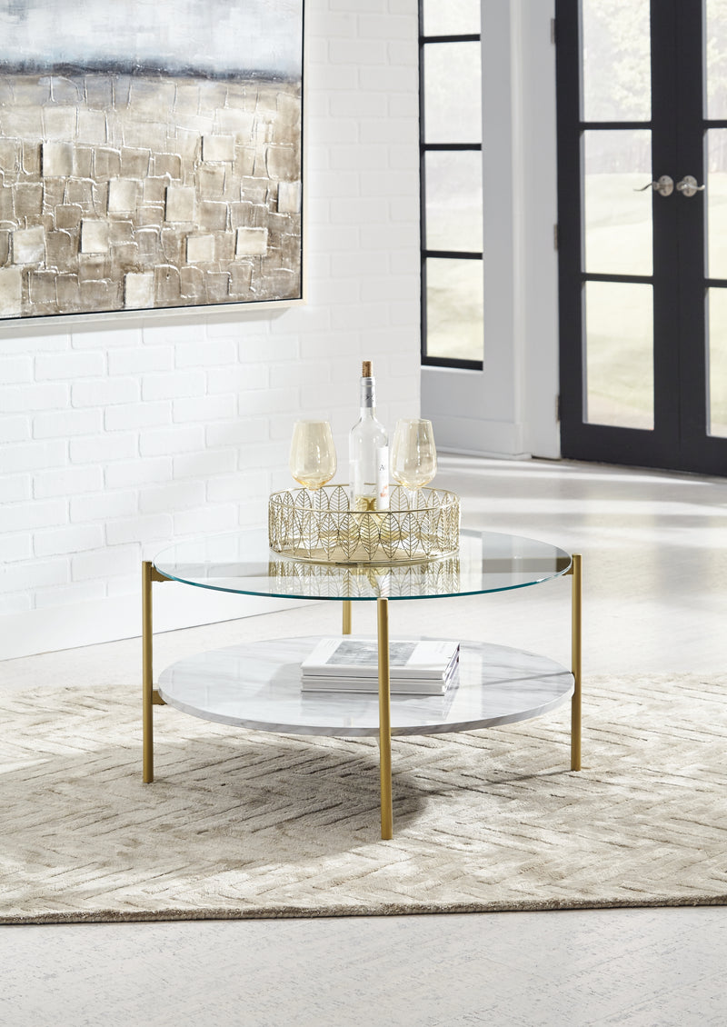 Wynora White/gold Coffee Table With 1 End Table