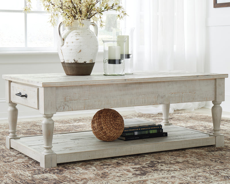 Shawnalore Whitewash Coffee Table With 2 End Tables