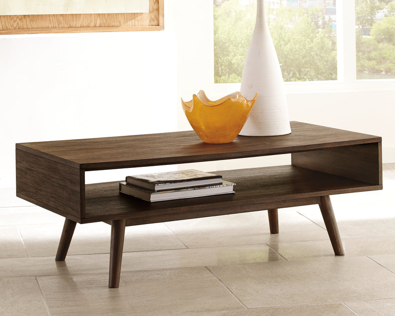 Kisper Dark Brown Coffee Table With 2 End Tables