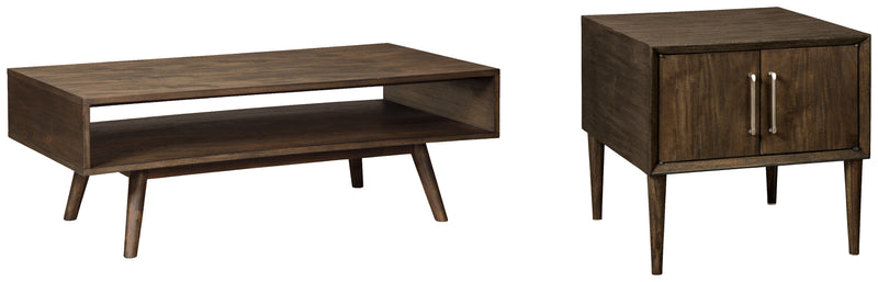 Kisper Dark Brown Coffee Table With 1 End Table