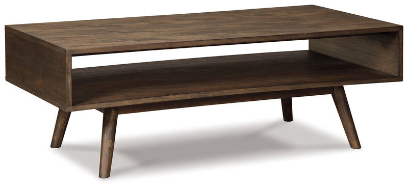 Kisper Dark Brown Coffee Table With 2 End Tables