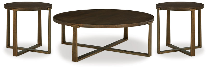 Balintmore Brown/gold Finish Coffee Table With 2 End Tables