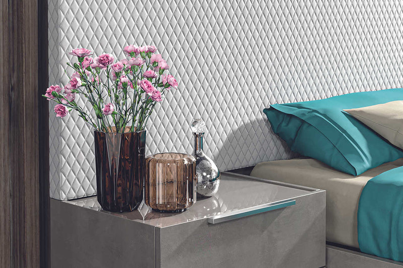 Fabiana Aspen Grey Modern Contemporary High Gloss Wood Eco Leather Italian Bedroom Set