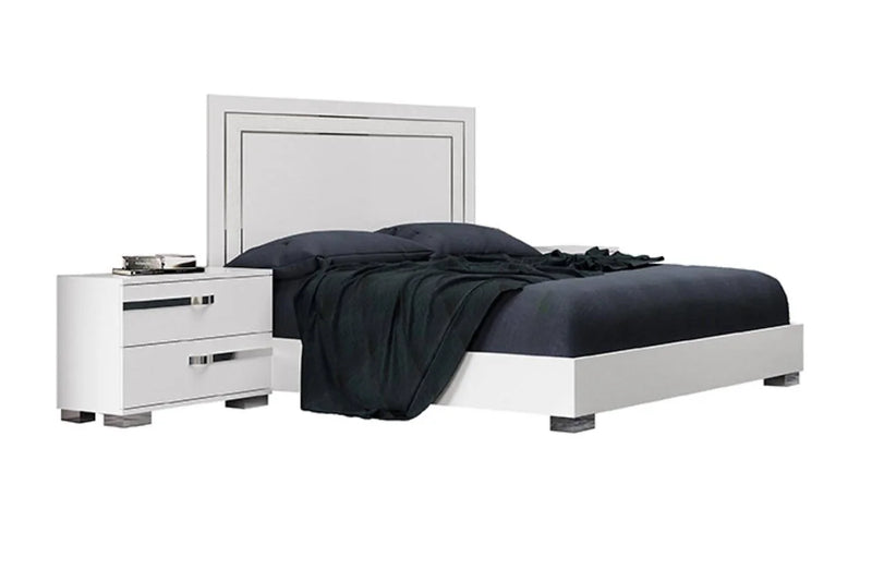 Volare White Transitional High Gloss Lacquer Solid Wood ItalianBedroom Bedroom Set