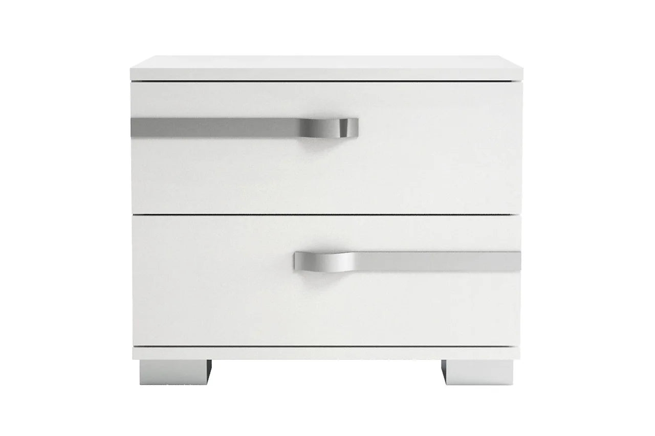 Volare Croco White Contemporary Transitional High Gloss Lacquer Wood Extra Nightstand