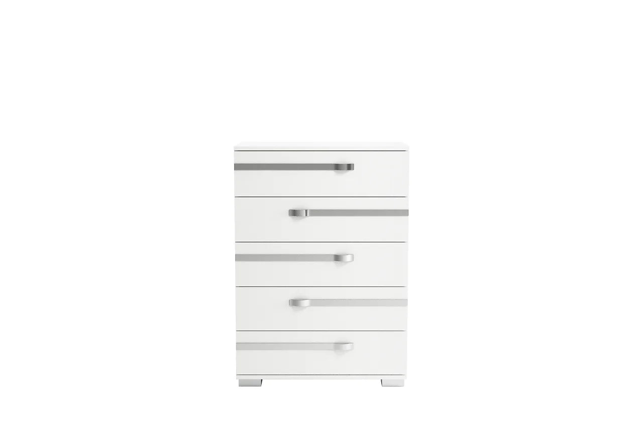 Dream Geo White Modern Contemporary Marble Top Solid Wood 5-Drawers Chest