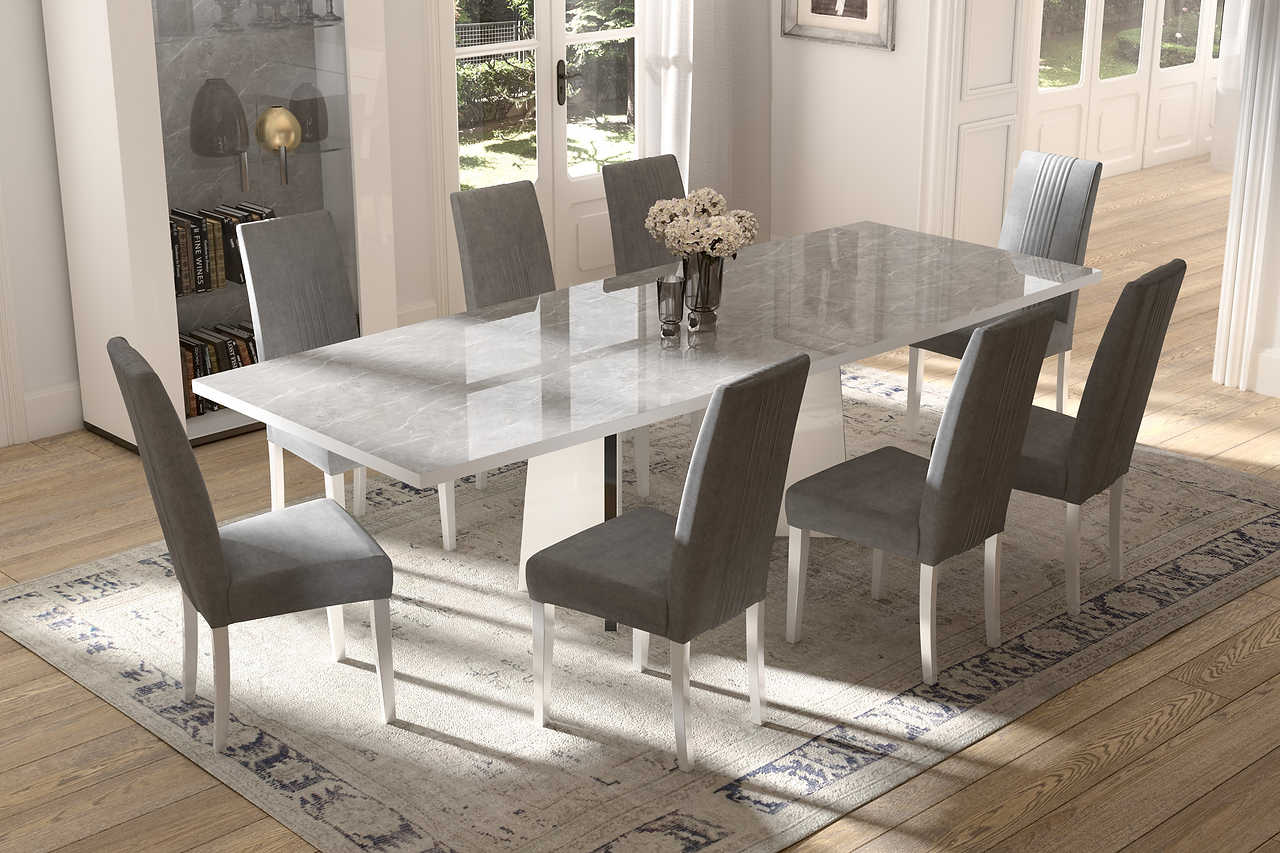 Mara White Contemporary Solid Wood Glass Italian Dining Room (Vitrine)