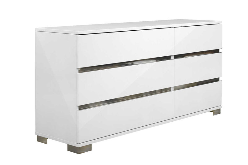 Dream White Modern Contemporary High Gloss Lacquer Solid Wood Italian Bedroom Set