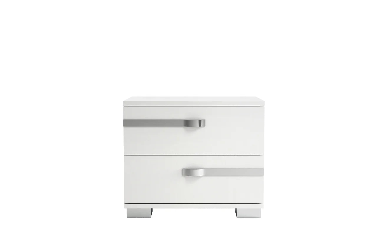 Dream Geo White Modern Contemporary Marble Top Solid Wood 2-Drawers Nightstand