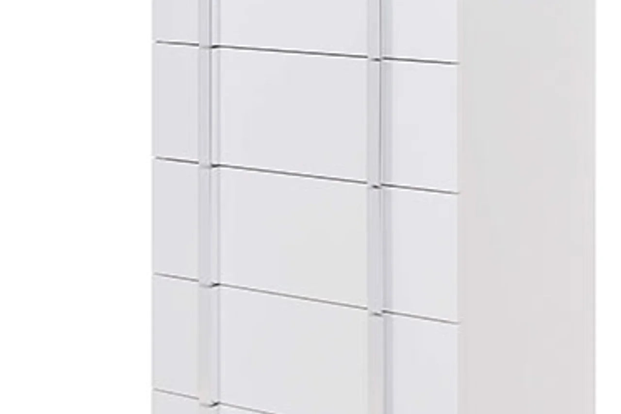 Antonella White Contemporary High Gloss Lacquer Solid Wood 5-Drawers Italianbedroom Chest
