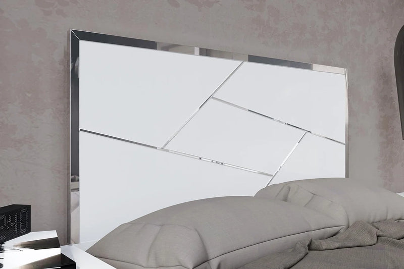 Dafne/mara White Modern Traditional Marble Top Solid Wood LED Italian Panel Bedroom Set