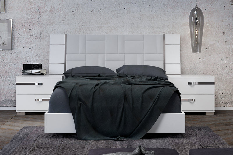 Dream Geo White Contemporary High Gloss Lacquer Solid Wood ItalianBedroom Bedroom Set