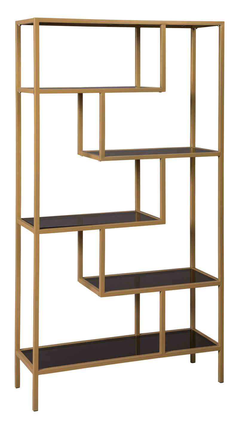 Frankwell Gold Finish Modern Industrial Metal Glass 5 Shelves Bookcase