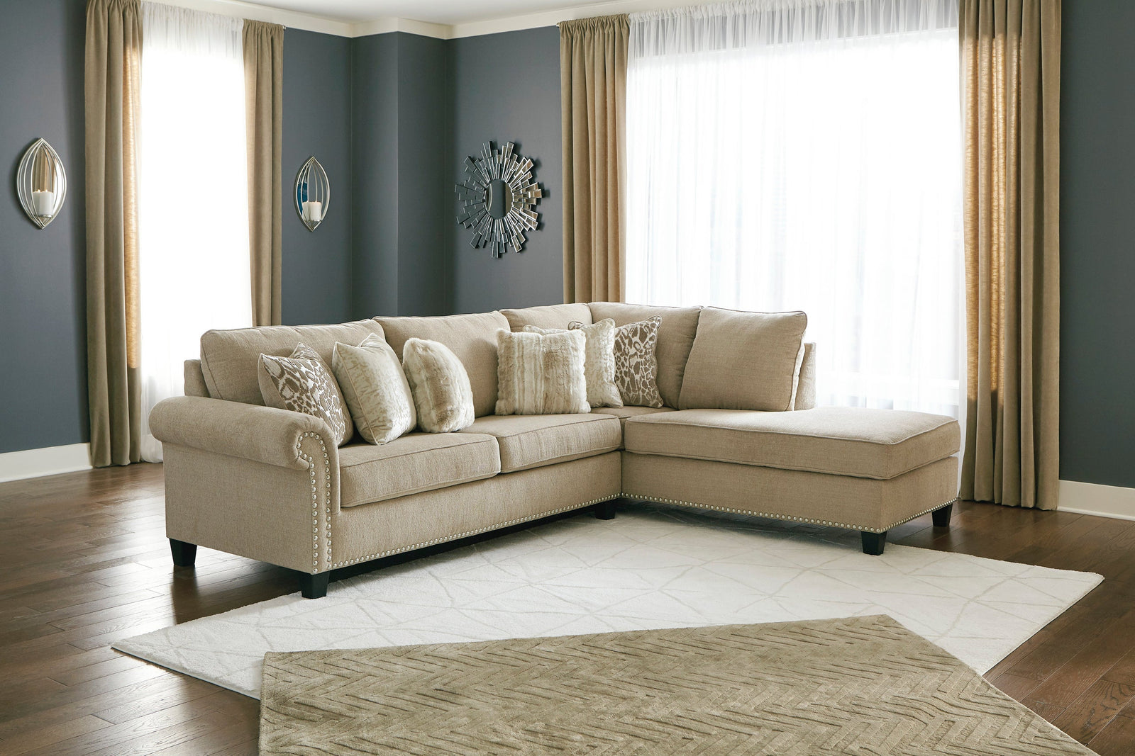 Ashley 404-01 Putty Upholstered Sectional Raf Chaise