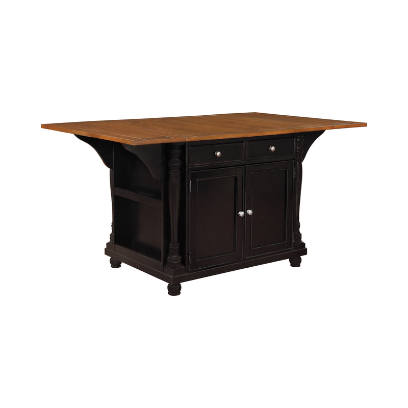 Slater 2-Drawer Kitchen Island With Drop Leaves Brown And Buttermilk