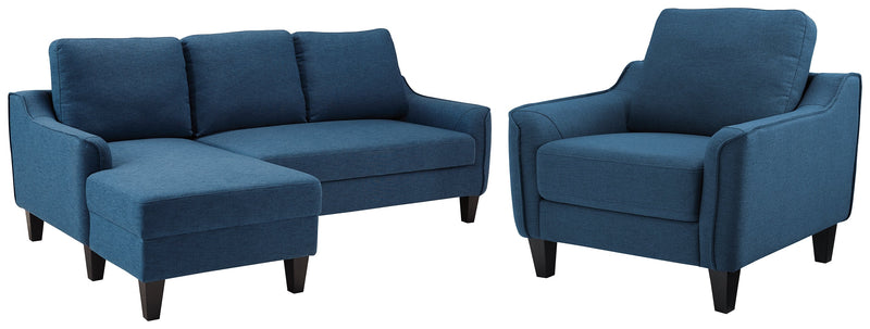 Jarreau Blue Sofa Chaise And Chair