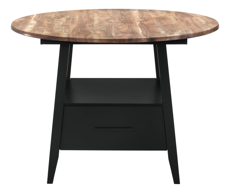 Gibson 1-Drawer Round Counter Height Table Yukon Oak And Black