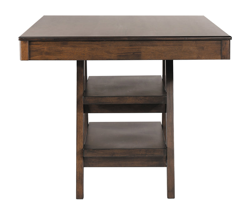 Dewey 2-Drawer Counter Height Table With Open Shelves Walnut