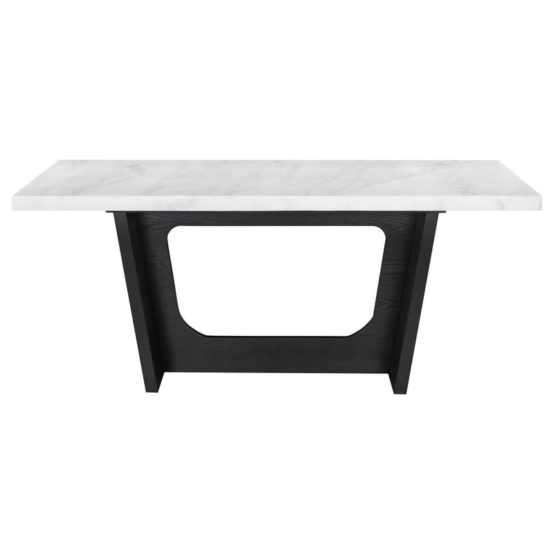 Osborne Trestle Base Marble Top Dining Table Espresso And White