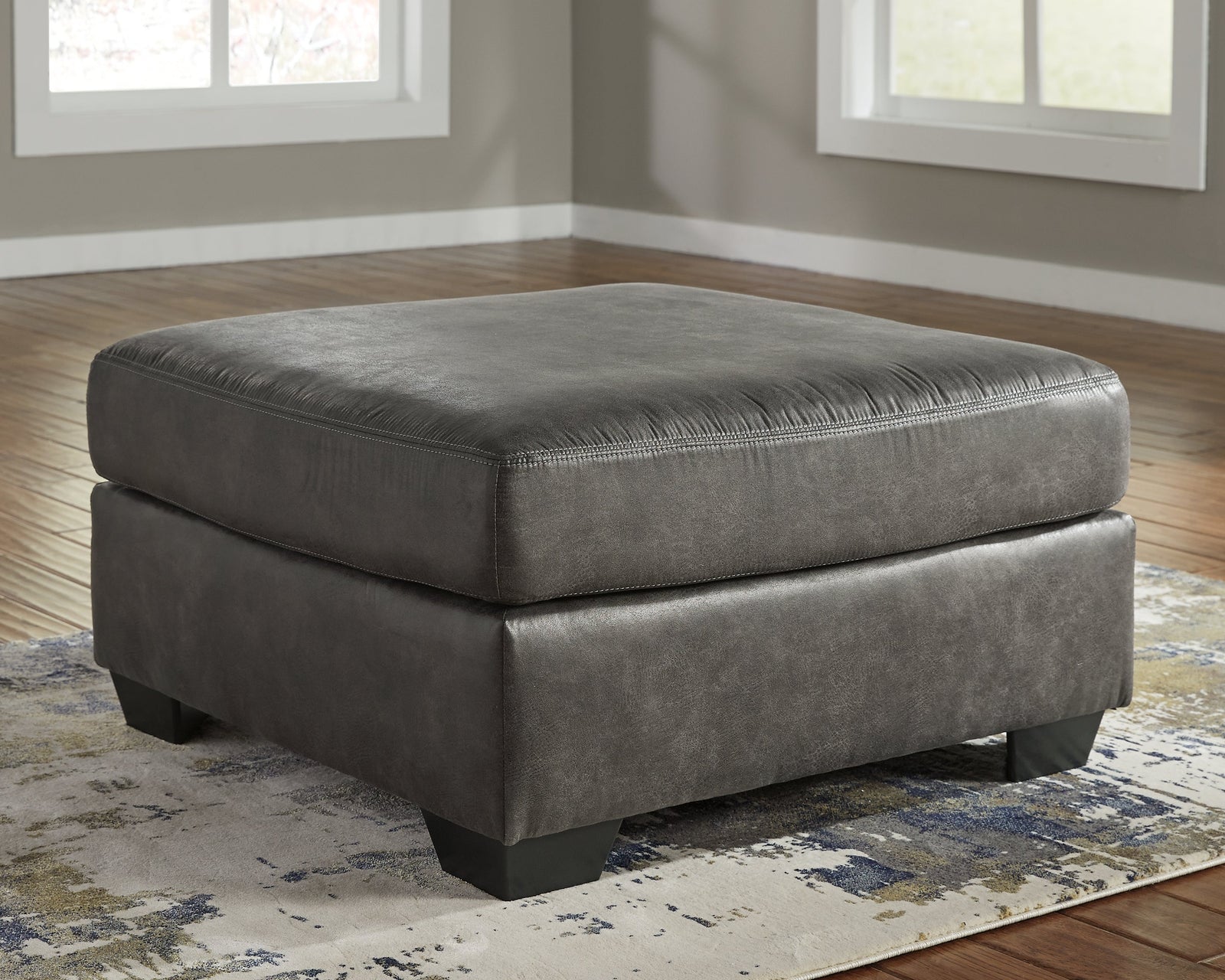 Bladen Slate Faux Leather Oversized Accent Ottoman