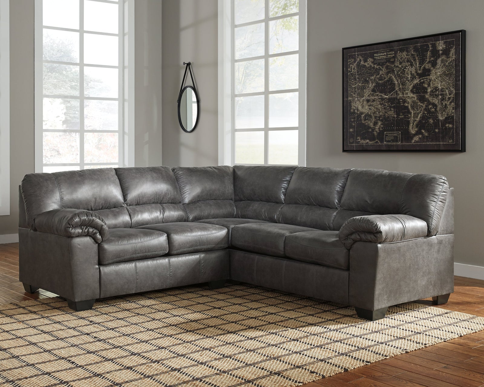 Bladen Slate Faux Leather 2-Piece Sectional 12021S1