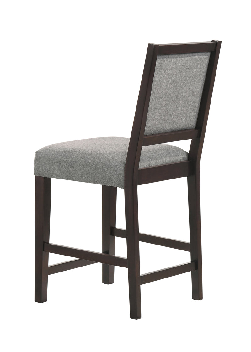 Bedford Upholstered Open Back Counter Height Stools With Footrest (Set Of 2) Grey And Espresso