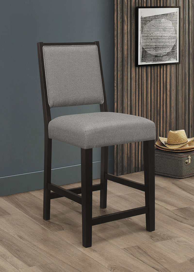 Bedford Upholstered Open Back Counter Height Stools With Footrest (Set Of 2) Grey And Espresso