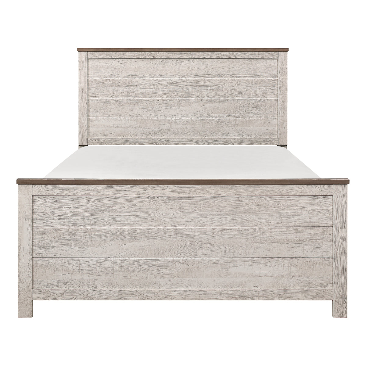 Nashville Antique White And Brown Premium Melamine Board, Engineered Wood Youth Full Panel Bed