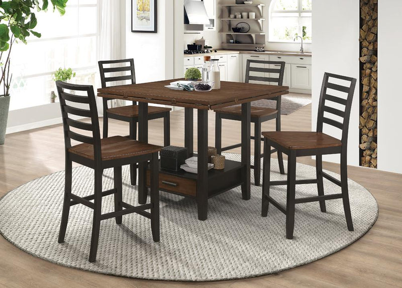 Sanford Round Counter Height Table With Drop Leaf Cinnamon And Espresso