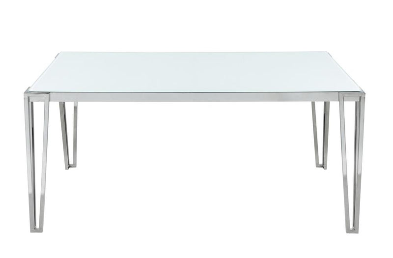 Pauline Rectangular Dining Table With Metal Leg White And Chrome