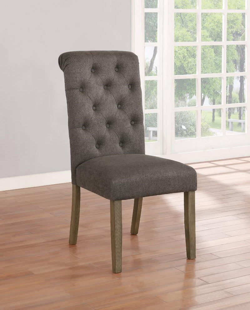 Jonell Tufted Back Side Chairs Rustic Brown And Grey (Set Of 2)