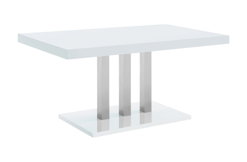 Brooklyn Rectangular Dining Table White High Gloss And Chrome