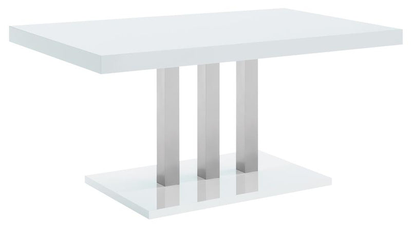 Brooklyn Rectangular Dining Table White High Gloss And Chrome