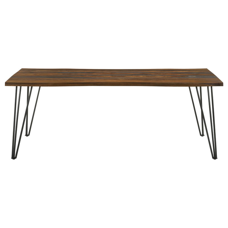 Neve Live-edge Dining Table With Hairpin Legs Sheesham Grey And Gunmetal