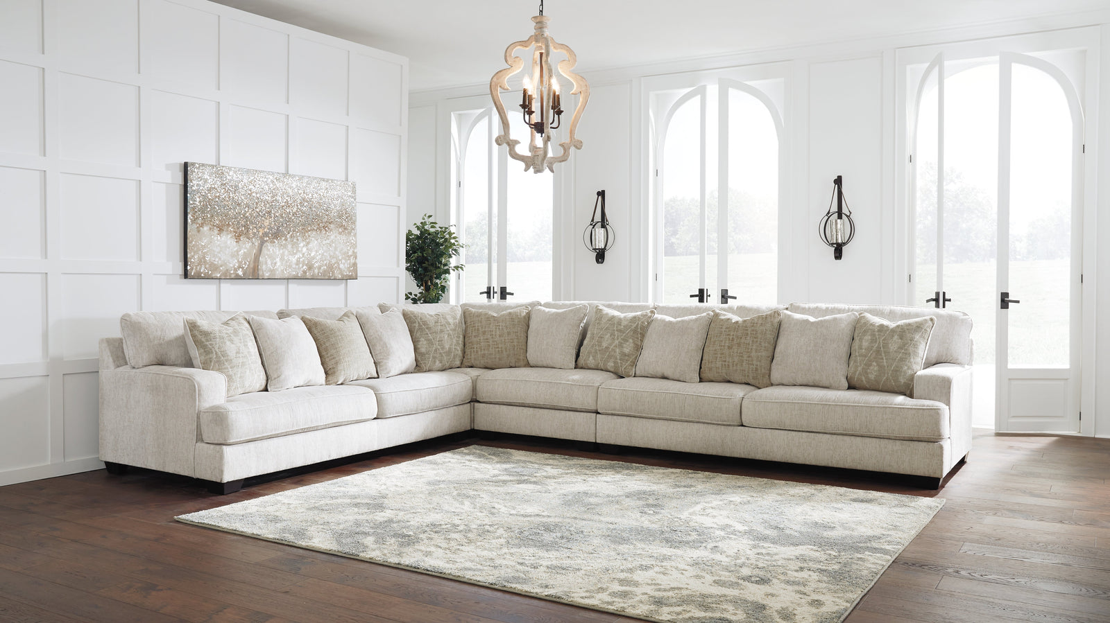 Rawcliffe Parchment Chenille 4-Piece Sectional
