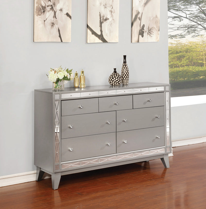Leighton Twin Panel Bed With Mirrored Accents Mercury Metallic
