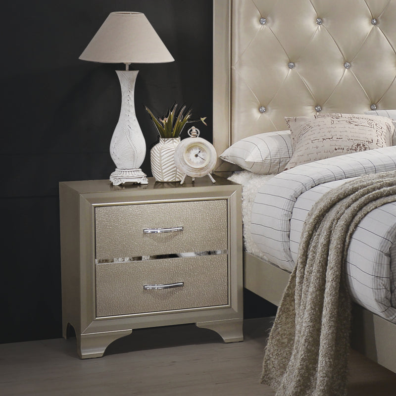 Beaumont Upholstered Eastern King Bed Champagne