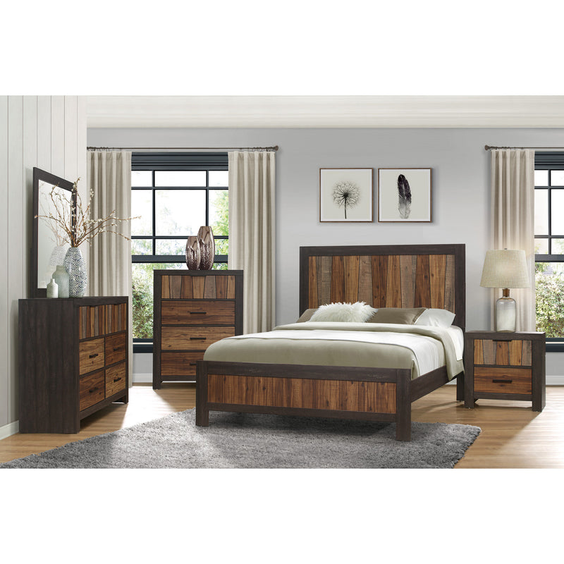 Cooper Multi-tone Wire Brushed Embossed Faux-wood Veneer, Wood And Engineered Wood Queen Panel Bed