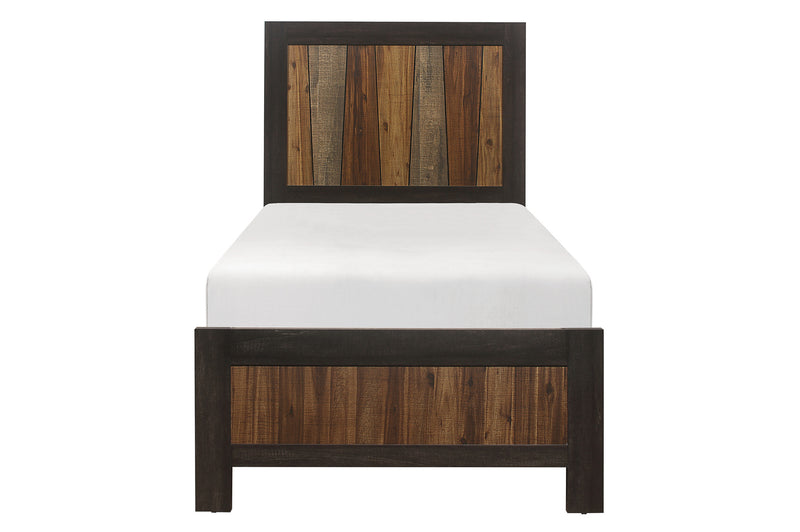 Cooper Dark Ebony And Rustic Mahogany Faux-wood Veneer Modern Industrial Panel Bedroom Set
