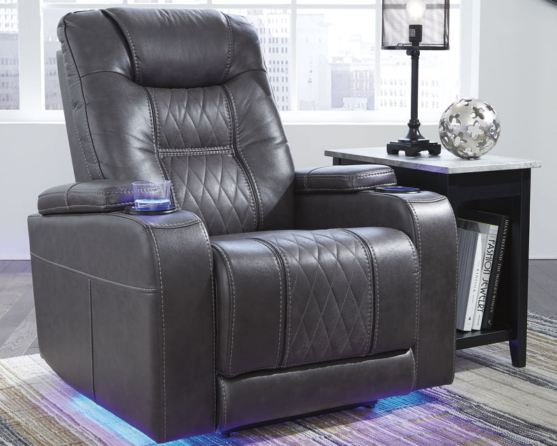 Composer Gray Faux Leather Power Recliner