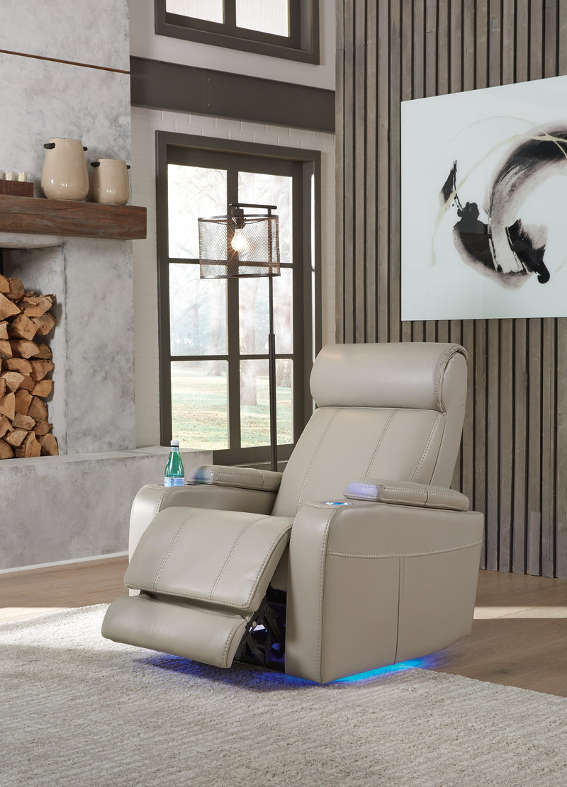 Screen Time Stone Faux Leather Power Recliner