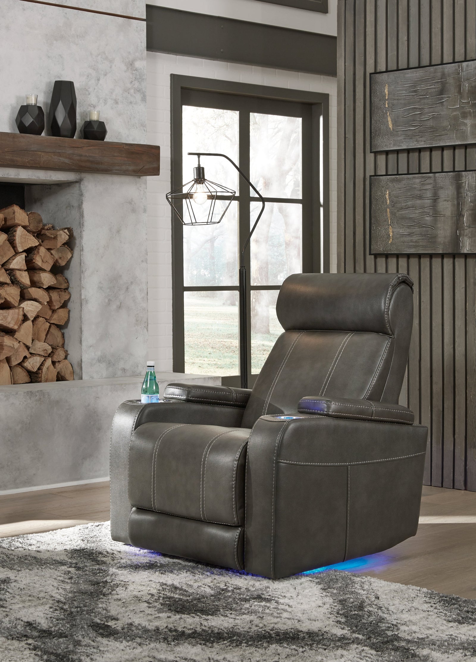 Screen Time Graphite Faux Leather Power Recliner