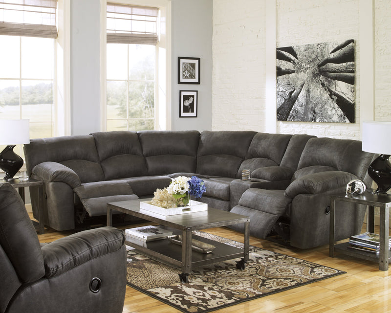 Tambo Pewter Faux Leather 2-Piece Reclining Sectional