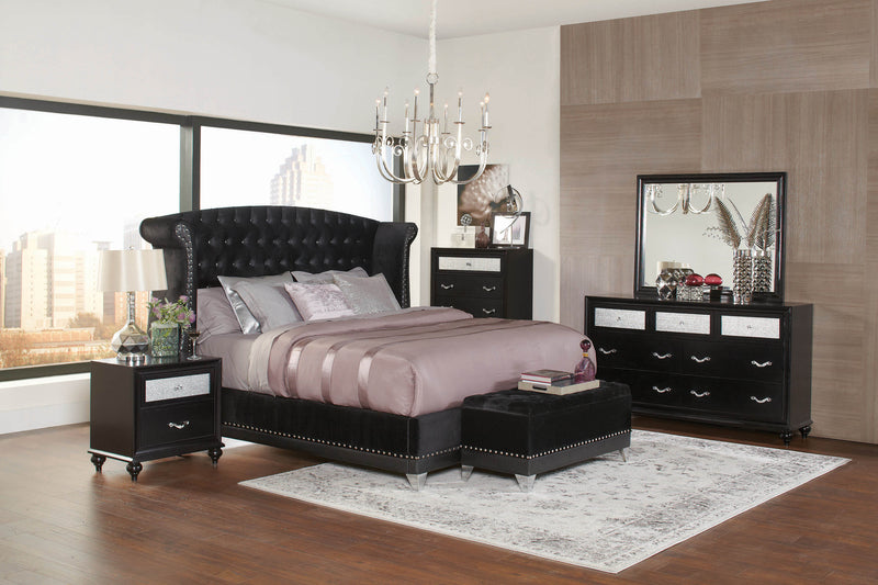 Barzini Queen Upholstered Bed Black And Grey