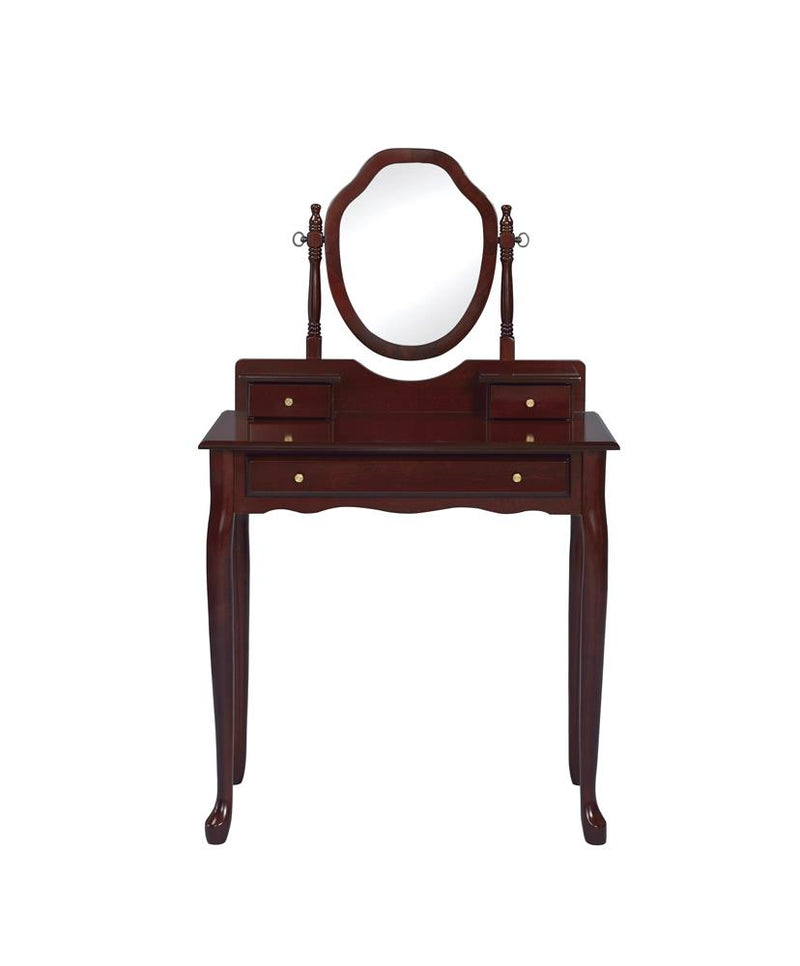 Minnette 2-Piece Vanity Set With Upholstered Stool Brown Red