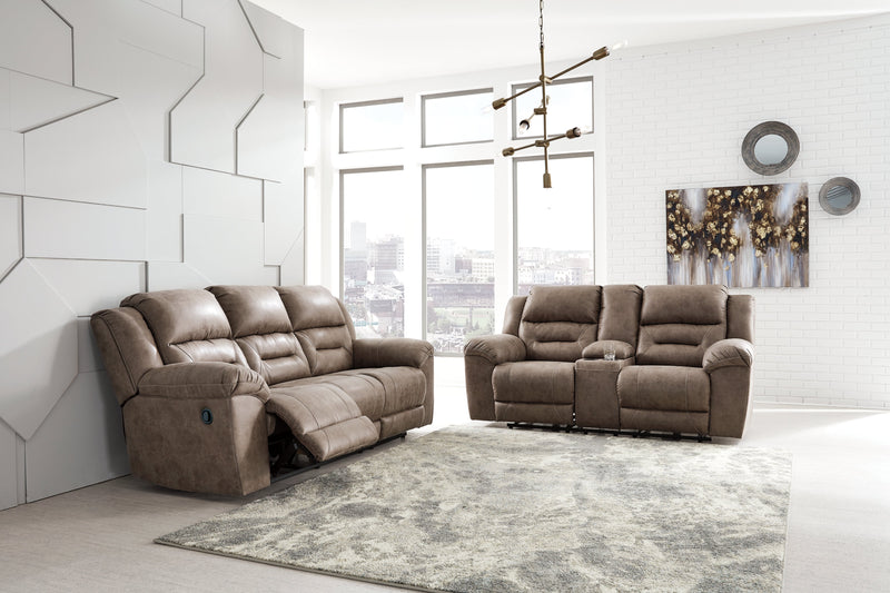 Stoneland Fossil Faux Leather Reclining Loveseat With Console