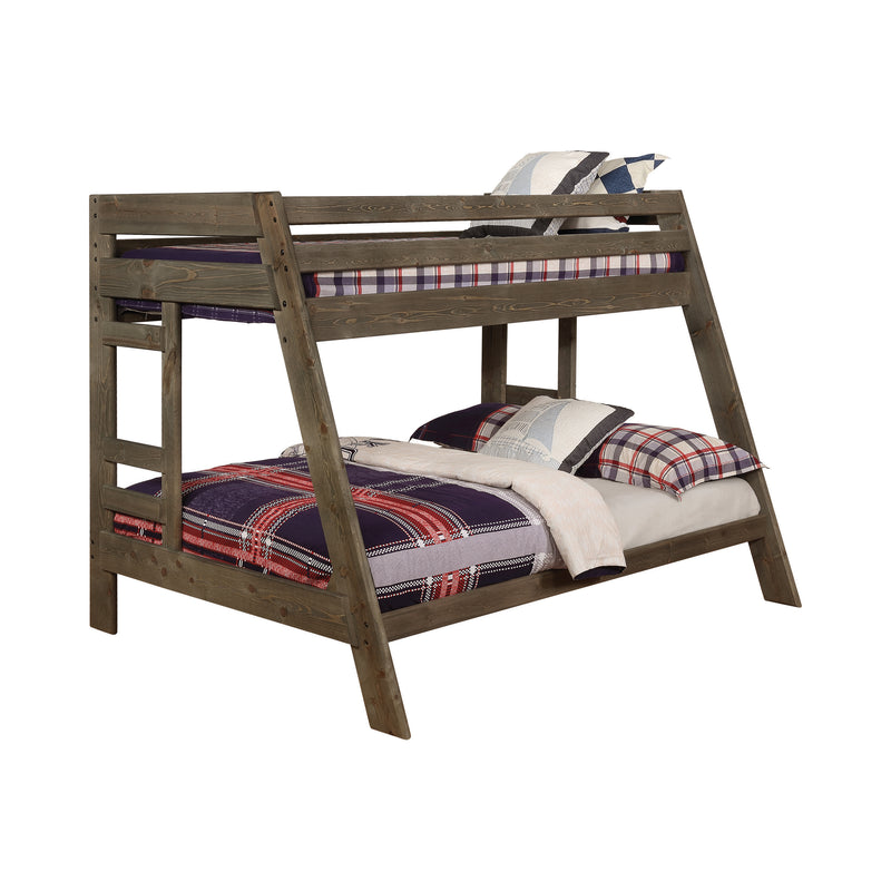 Wrangle Hill Twin Over Full Bunk Bed With Built-in Ladder Amber Wash